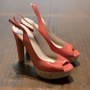 Nine West sling back platform heels